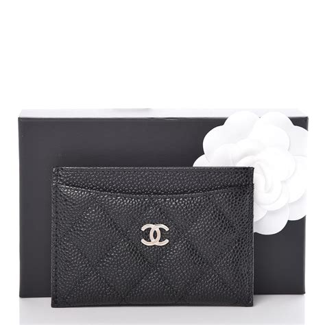 chanel black caviar card holder.